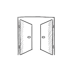 Image showing Open doors sketch icon.