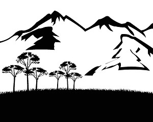 Image showing Black white landscape with mountain