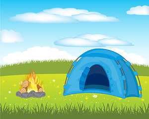 Image showing Tent on meadow