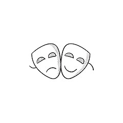 Image showing Two theatrical masks sketch icon.