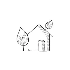 Image showing Eco-friendly house sketch icon.