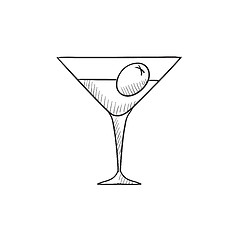 Image showing Cocktail glass sketch icon.