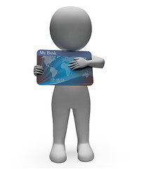 Image showing Debit Card Represents Cashless Buyer And Debt 3d Rendering