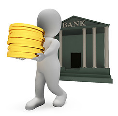 Image showing Bank Cash Indicates Wealthy Money And Coin 3d Rendering