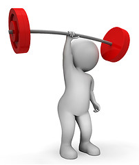 Image showing Weight Lifting Means Workout Equipment And Barbell 3d Rendering