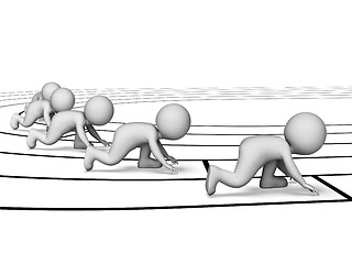 Image showing Athletics Running Represents Race Jog And Racing 3d Rendering