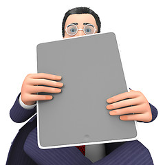 Image showing Character Businessman Shows World Wide Web And Computing 3d Rend