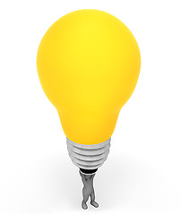 Image showing Lightbulb Character Represents Powered Invention And Glowing 3d 