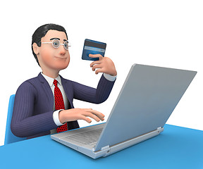 Image showing Credit Card Indicates World Wide Web And Businessman 3d Renderin