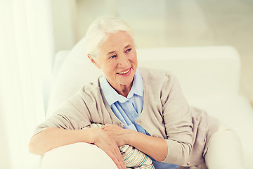 Image showing happy senior woman face at home