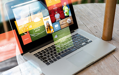 Image showing close up of laptop computer on table at hotel