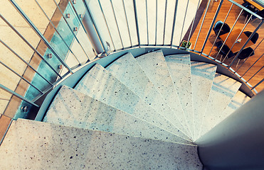 Image showing close up of stone spiral staircase at restaurant