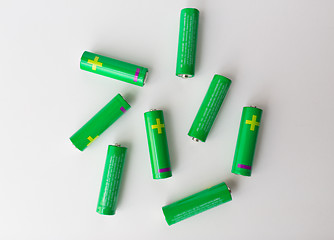 Image showing close up of green alkaline batteries