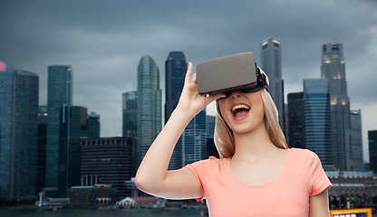 Image showing woman in virtual reality headset or 3d glasses