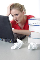 Image showing Girl studying on laptop