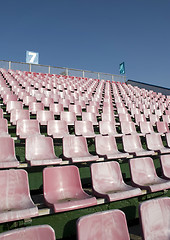 Image showing empty pink seats