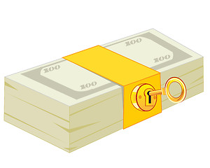 Image showing Pack of the money on lock