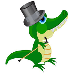 Image showing Cartoon of the crocodile in hat