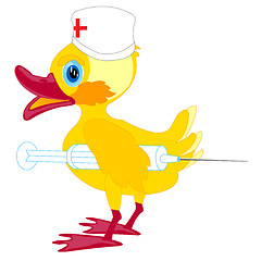 Image showing Duckling doctor with syringe
