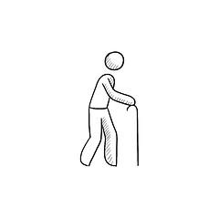 Image showing Man with cane sketch icon.