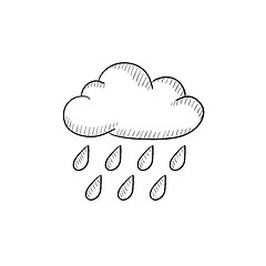 Image showing Cloud and rain sketch icon.
