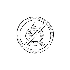 Image showing No fire sign sketch icon.