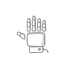 Image showing Robot hand sketch icon.