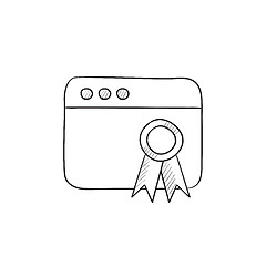 Image showing Browser window with winners rosette sketch icon.