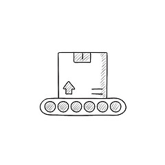 Image showing Conveyor belt for parcels sketch icon.