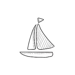 Image showing Sailboat sketch icon.