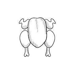 Image showing Raw chicken sketch icon.