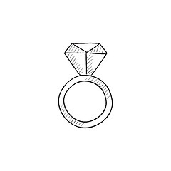 Image showing Engagement ring with diamond sketch icon.