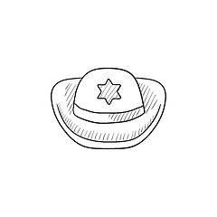 Image showing Sheriff hat sketch icon.