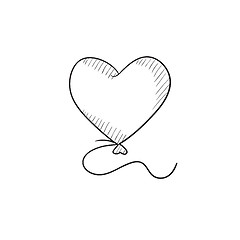 Image showing Heart balloon sketch icon.