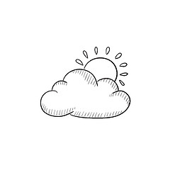 Image showing Sun with cloud sketch icon.
