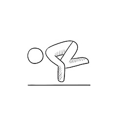 Image showing Man practicing yoga sketch icon.