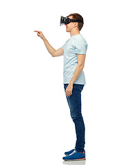 Image showing happy man in virtual reality headset or 3d glasses