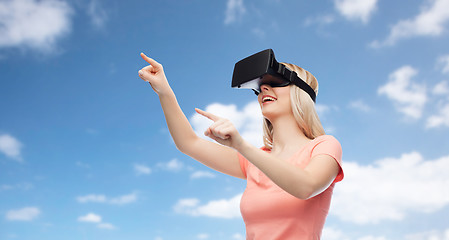 Image showing woman in virtual reality headset or 3d glasses