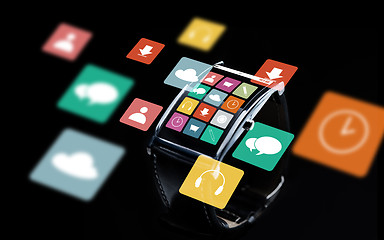 Image showing close up of smart watch with menu icons on screen