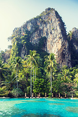 Image showing swimming pool at thailand touristic resort beach