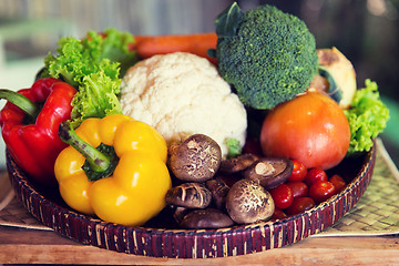 Image showing basket of fresh ripe vegetables at kitchen