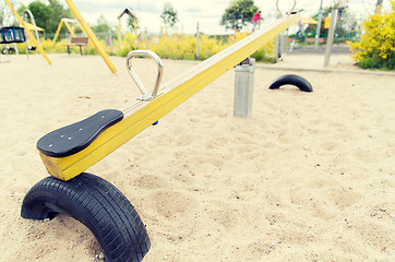 Image showing close up of swing or teeterboard on playground 