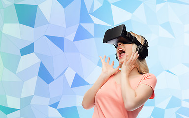 Image showing woman in virtual reality headset or 3d glasses