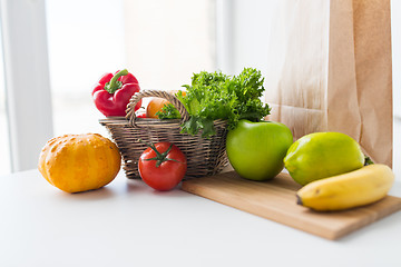 Image showing basket of fresh ripe vegetables at kitchen