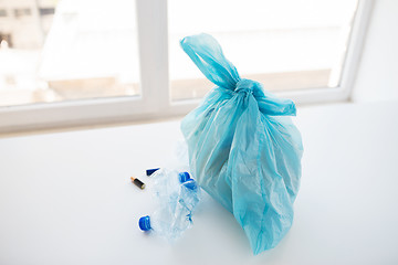 Image showing close up of rubbish bag with trash at home