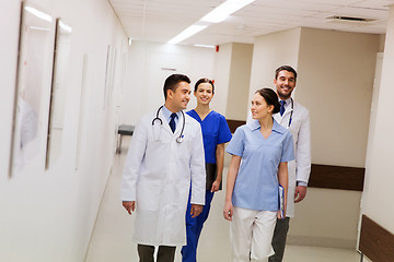 Image showing group of happy medics or doctors at hospital