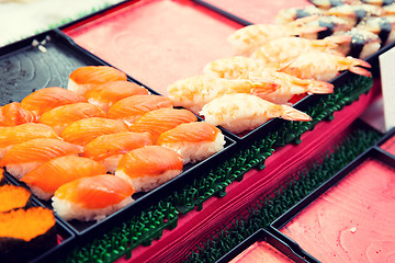 Image showing sushi sets at asian street market