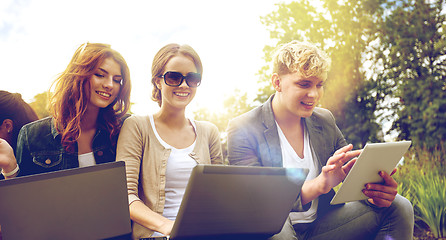 Image showing students or teenagers with laptop computers