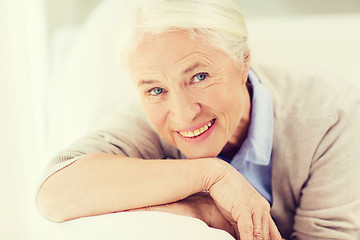 Image showing happy senior woman face at home