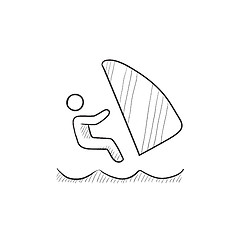 Image showing Wind surfing sketch icon.